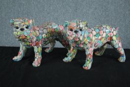 A pair of ceramic bottle top Bulldogs. H.26 W.39 D.26cm. (each)