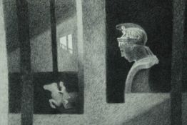 Trevor Frankland (British. 1931–2011). Charcoal on paper. Signed with initials lower right. H.62 W.