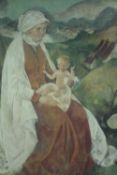 Paul Plontke (Germany. 1884-1966). 'Mother and Child', A Mother seated in a landscape with a baby on
