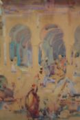 Watercolour. Bazaar. Signed lower left with initials 'B.B'. Probably late nineteenth century. H.63