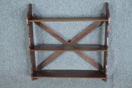 Hanging shelves, 19th century stained pine. H.73 W.66cm.