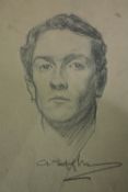 Archibald Elliot Haswell-Miller (British. 1887 - 1979. Pencil on paper. Portrait. Signed.