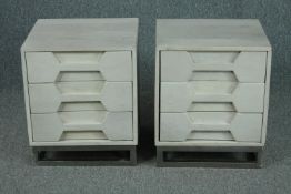 A pair of contemporary Hex bedside cabinets. H.53 W.45 D.40cm. (each).