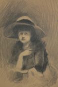 Drawing. Portrait of woman. Dated 1912 and signed indistinctly bottom right. French. H.46 W.39 cm.