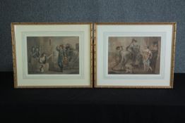 A pair of framed prints. Engravings. H.47 W.54 cm. (each)
