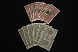 Shepard Fairey OBEY. Twelve double sided 'Bank of Capitalism' notes. 