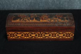 A 19th Century rosewood Tunbridge Ware glove box with original interior, with paper label, Edmund