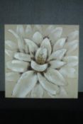 Large painting. Acrylic on canvas. Flower. Unsigned. H.100 W.100 cm.