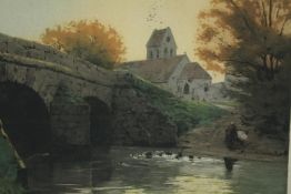 A hand coloured etching. French. Signed indistinctly lower right in pencil. H.66 W.76cm.