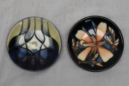 Two Moorcroft dishes. 12cm diameter