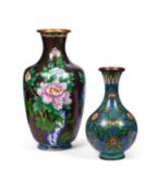 TWO CHINESE CLOISONNE VASES