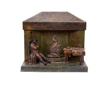 A LATE 19TH CENTURY FRENCH PATINATED SPELTER LAMP 'NAPOLEON AT REST'