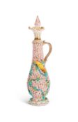 A 19TH CENTURY MEISSEN FLOWER ENCRUSED BOTTLE AND STOPPER