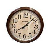 A LARGE LATE 19TH / EARLY 20TH CENTURY ENGLISH FUSEE WALL CLOCK