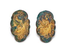 2ND-1ST CENTURY B.C.: A PAIR OF GILT BRONZE ORDOS BELT PLAQUES