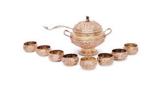 A SILVER PUNCH SET, PROBABLY THAI