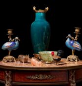 A FINE 19TH CENTURY ORMOLU MOUNTED CHINESE TURQUOISE VASE