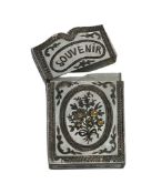 A 19TH CENTURY FRENCH SILVER AND MOTHER OF PEARL CARD HOLDER