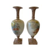 DOULTON BURSLEM: A PAIR OF LATE 19TH CENTURY PORCELAIN VASES