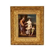 A VERY LARGE KPM BERLIN PORCELAIN PANEL DEPICTING THE EXPULSION OF HAGAR