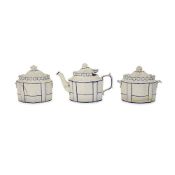 A GEORGE III FELSPATHIC STONEWARE TEA SET, PROBABLY CASTLEFORD, CIRCA 1800