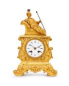 RAINGO FRERES, PARIS: AN 1830'S FRENCH ORIENTALIST GILT BRONZE CLOCK DEPICTING A SULTAN