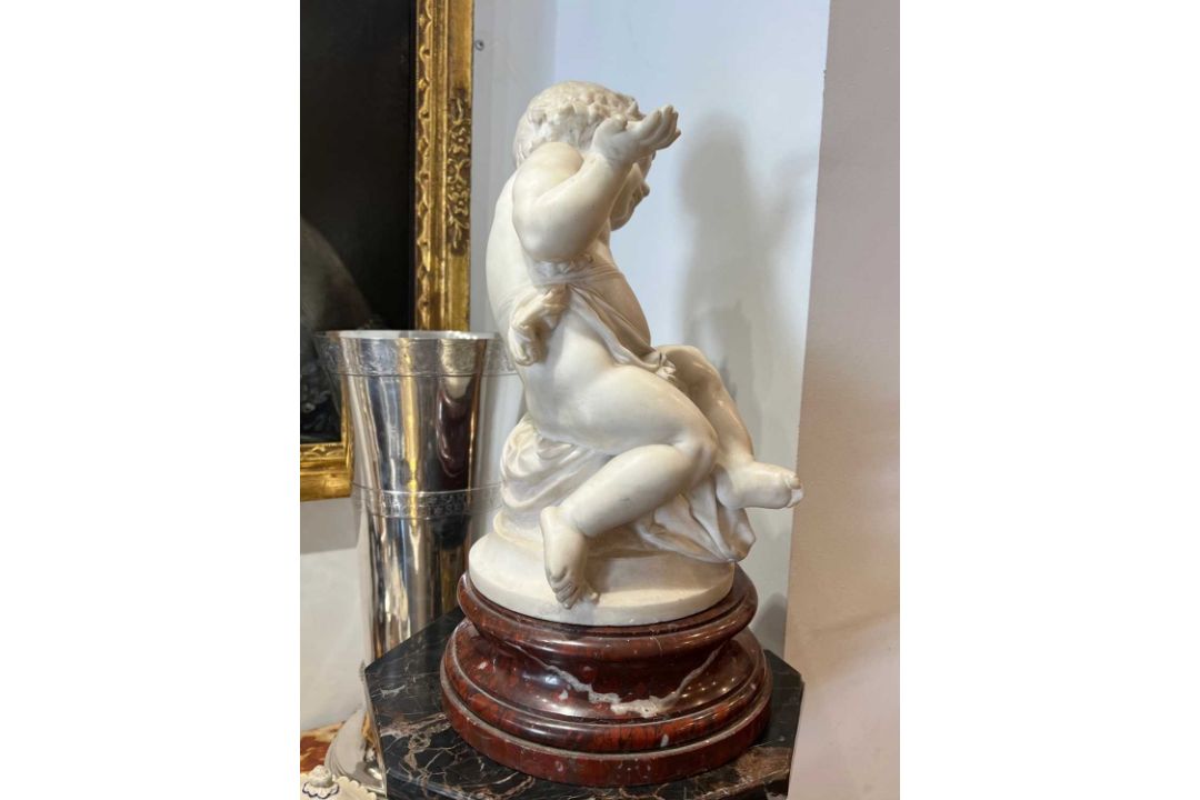 ALBERT CARRIER-BELLEUSE (FRENCH, 1824 -1887): A CARRARA MARBLE PUTTO - Image 5 of 11