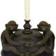 A PAIR OF MID 20TH CENTURY BRONZE AND CAMEL BONE MONKEY CANDLESTICKS - Image 3 of 3