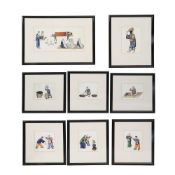 A COLLECTION OF EIGHT 19TH CENTURY CHINESE RICE PAPER PAINTINGS OF CHINESE LIFE
