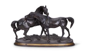 AFTER PIERRE-JULES MÊNE (FRENCH, 1810-1879): A LATE 19TH CENTURY GROUP OF L'ACCOLADE