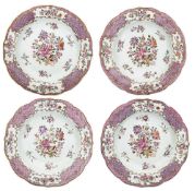 FOUR 18TH CENTURY CHINESE EXPORT FAMILLE ROSE PORCELAIN PLATES
