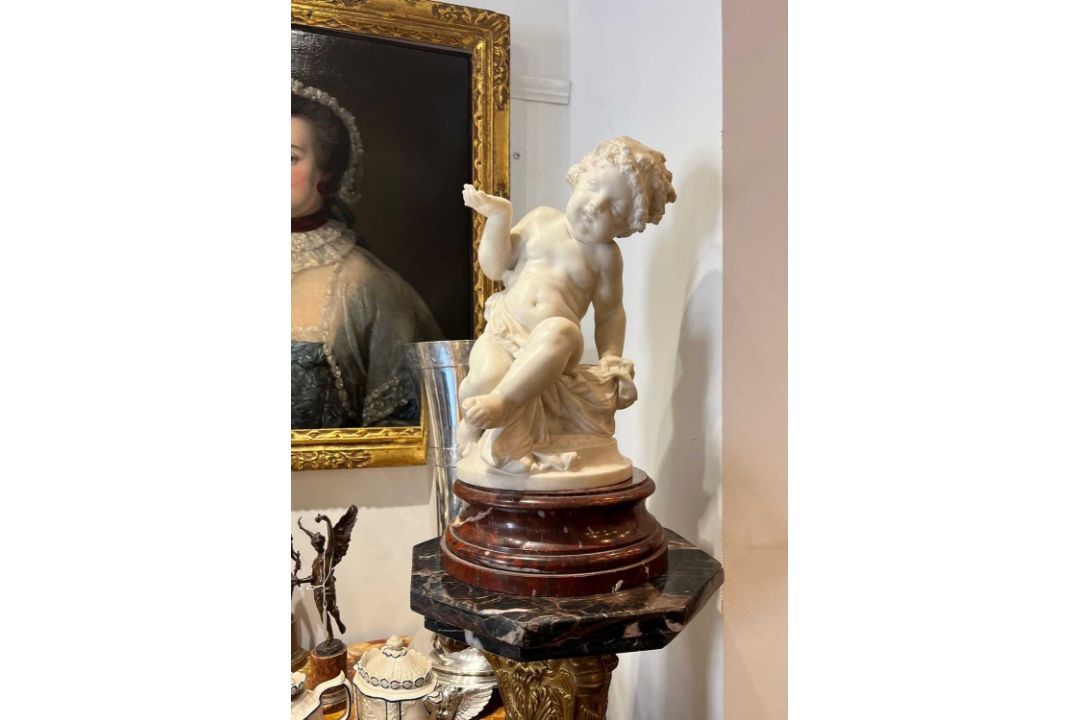 ALBERT CARRIER-BELLEUSE (FRENCH, 1824 -1887): A CARRARA MARBLE PUTTO - Image 11 of 11