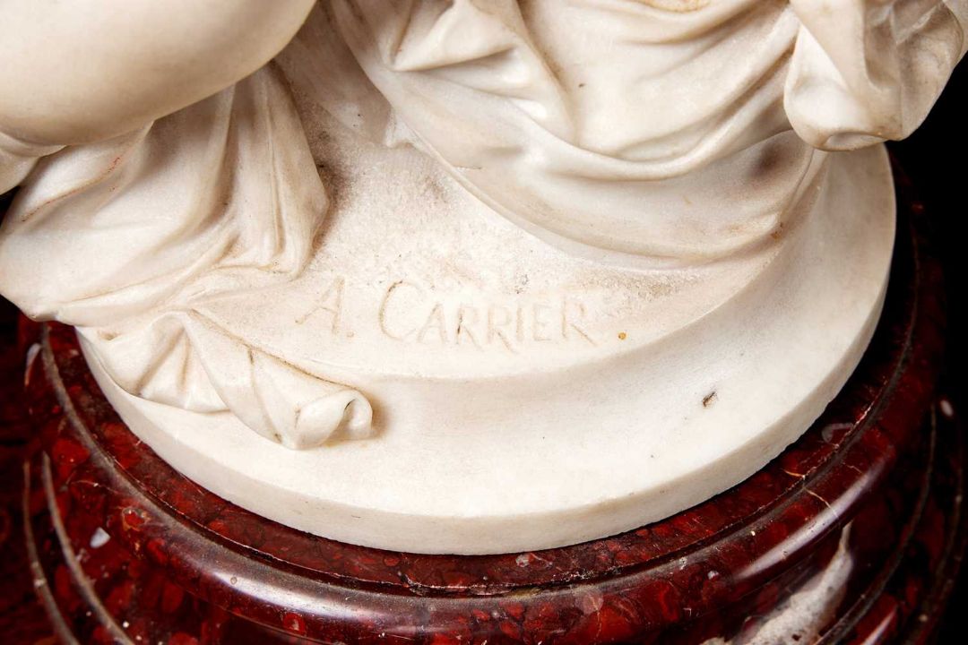 ALBERT CARRIER-BELLEUSE (FRENCH, 1824 -1887): A CARRARA MARBLE PUTTO - Image 4 of 11