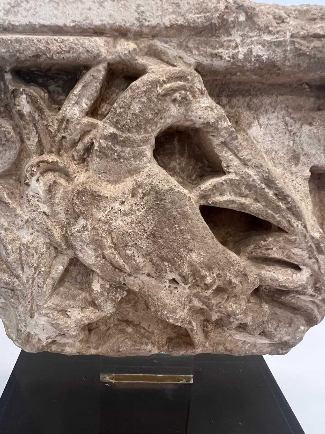 ITALO-ISLAMIC: A CARVED STONE RELIEF FRAGMENT, PROBABLY SICULO ARABIC 12TH CENTURY - Image 5 of 9