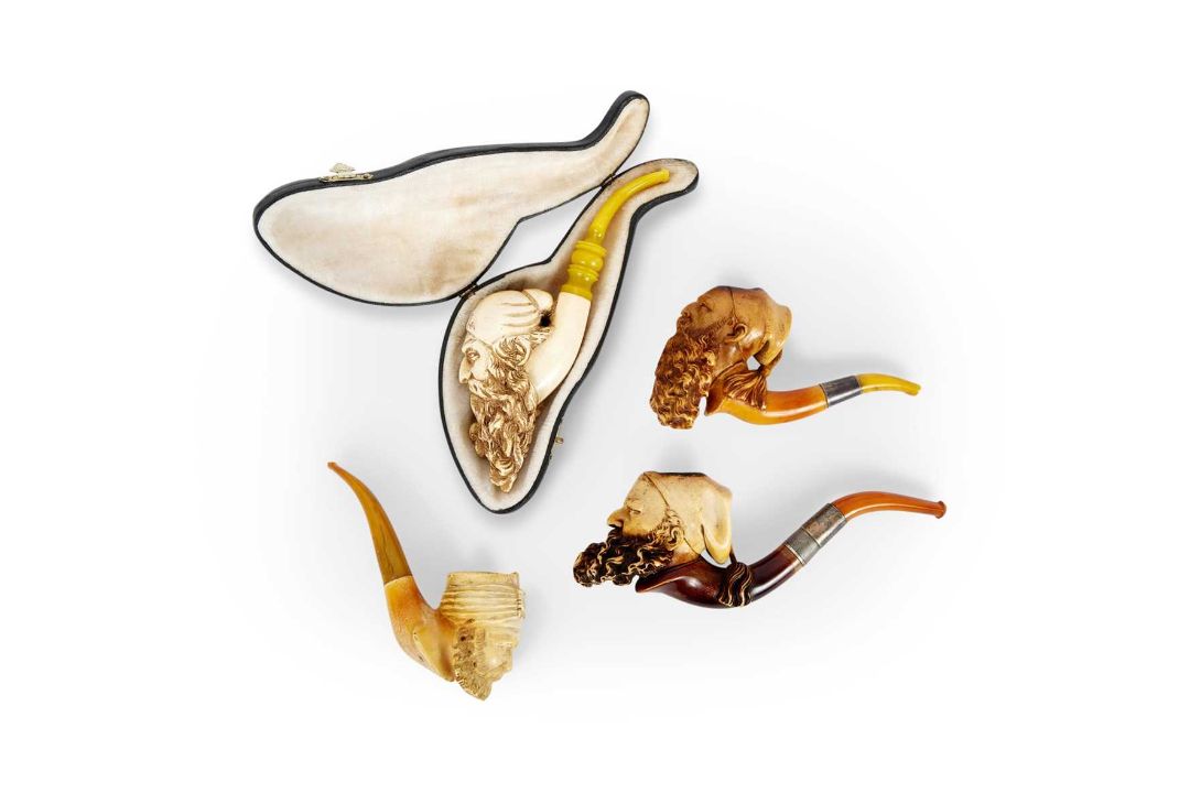 FOUR 19TH CENTURY OTTOMAN MEERSCHAUM PIPES