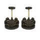 A PAIR OF MID 20TH CENTURY BRONZE AND CAMEL BONE MONKEY CANDLESTICKS - Image 2 of 3