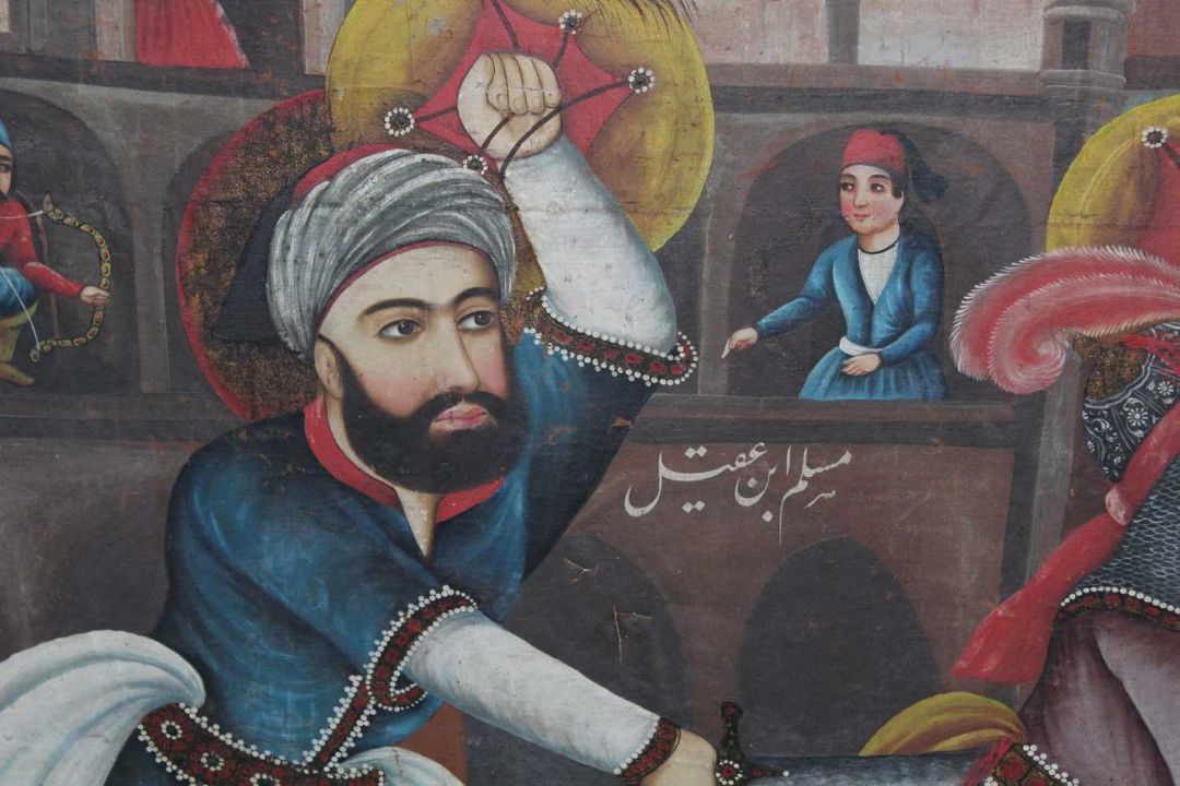 A VERY LARGE 19TH CENTURY QAJAR PAINTING OF THE BATTLE OF KARBALA - Image 2 of 9