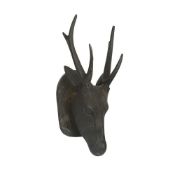 AN ANGLO INDIAN CARVED WOOD DEER HEAD