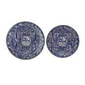 TWO 19TH CENTURY PERSIAN PLATES WITH THE IRANIAN CREST