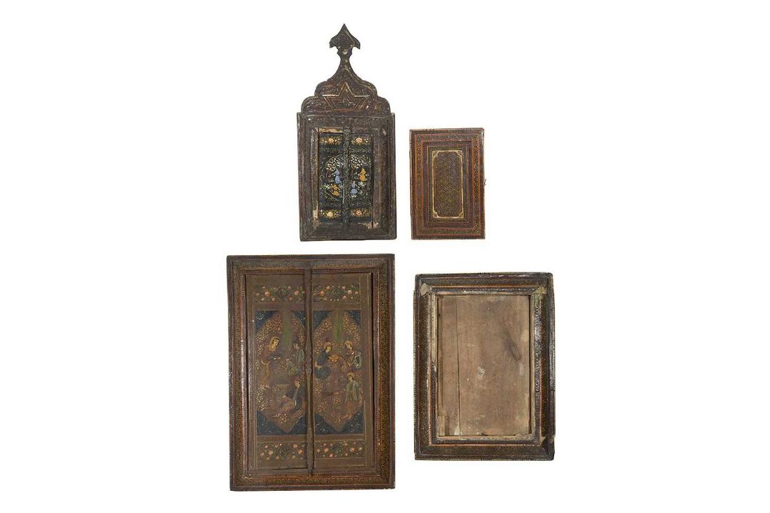 A COLLECTION OF 19TH / EARLY 20TH CENTURY PERSIAN QAJAR KHATAMKARI MIRROR CASES