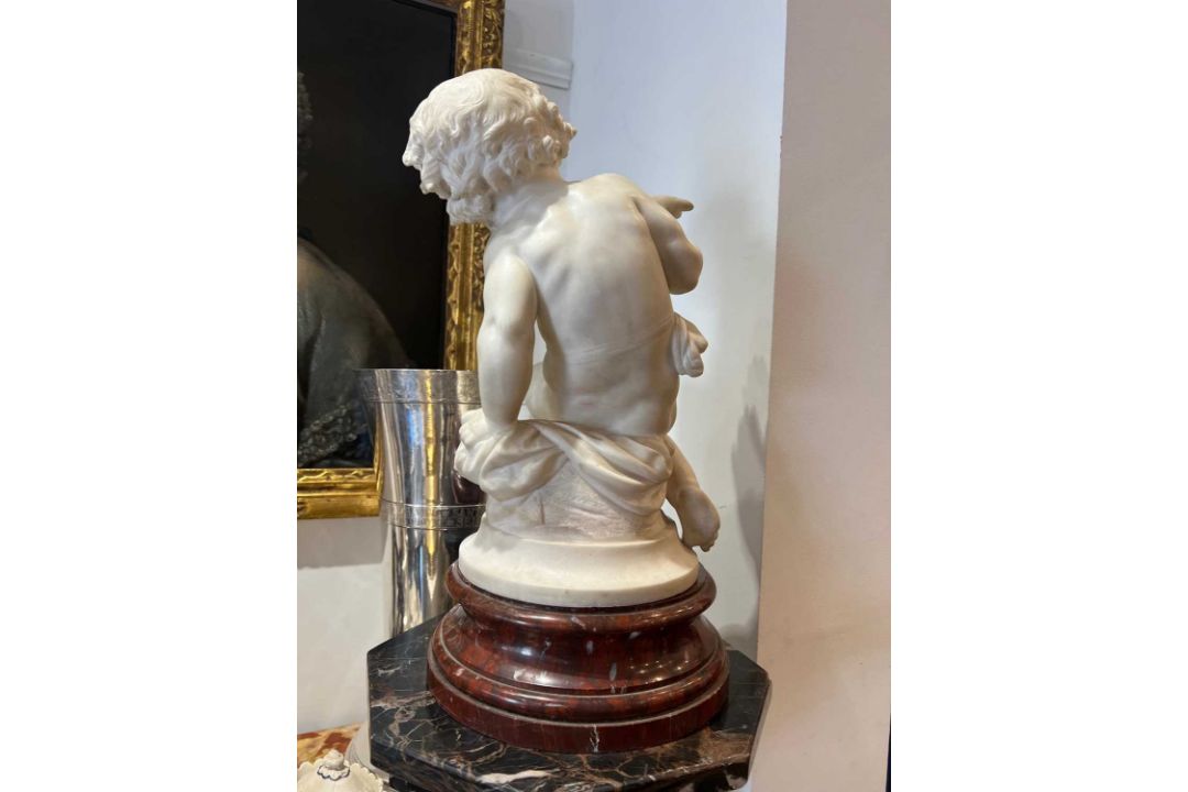ALBERT CARRIER-BELLEUSE (FRENCH, 1824 -1887): A CARRARA MARBLE PUTTO - Image 9 of 11