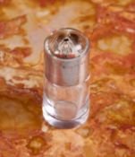 A RARE VICTORIAN SILVER AND ESSEX CRYSTAL DOG SCENT BOTTLE BY SAMPSON MORDAN & CO, 1883