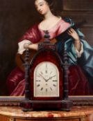 GROHE, LONDON: A FINE AND LARGE 19TH CENTURY QUARTER CHIMING MUSICAL FUSEE BRACKET CLOCK