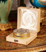 A 14 CARAT GOLD, DIAMOND AND ENAMEL BOX IN THE STYLE OF FABERGE