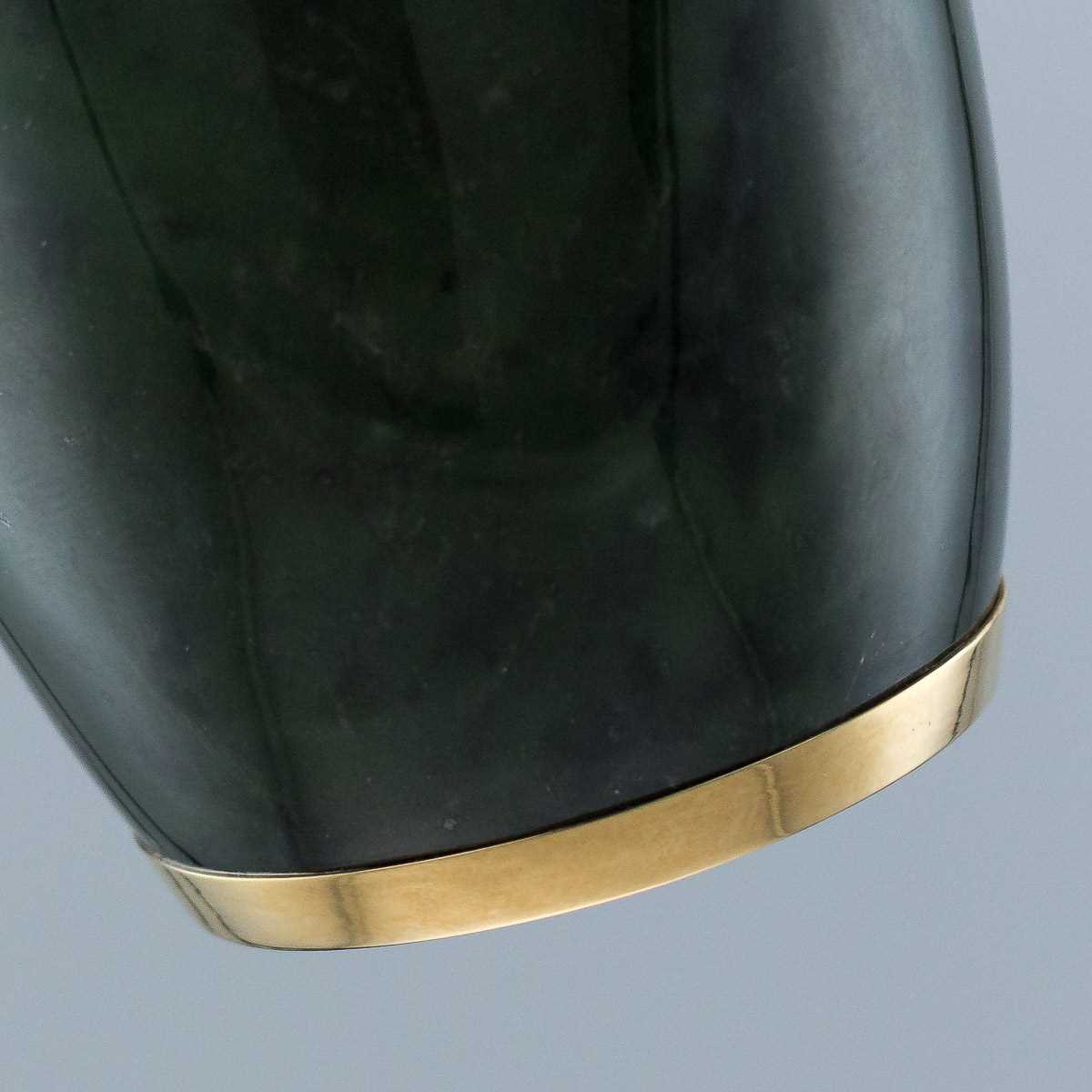 A PAIR 14K GOLD, NEPHRITE, DIAMOND AND RUBY ENCRUSTED VASES IN THE STYLE OF FABERGE - Image 3 of 28
