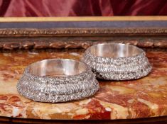 A PAIR OF WILLIAM IV STERLING SILVER WINE COASTERS, 1836