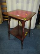 AN EDWARDIAN MAHOGANY TILE TOP OCCASIONAL TABLE