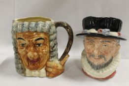 TWO CHARACTER JUGS - ROYAL DOULTON THE BEEFEATER PLUS ANOTHER