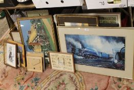 A QUANTITY OF PICTURES AND PRINTS TO INC STEAM RAILWAY EXAMPLES ETC