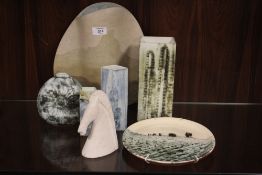 A SELECTION OF STUDIO POTTERY TO INCLUDE CORNISH CARN POTTERY EXAMPLES